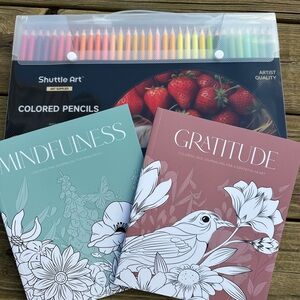 Colored Pencils Set with Mindfulness and Gratitude Coloring Books